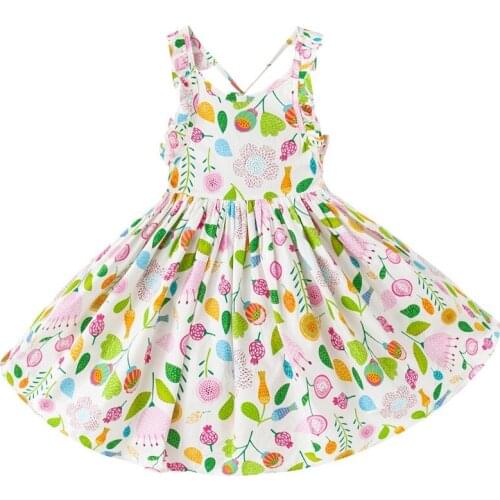 Girls Summer Backless Dresses Garden Style Baby Dress Kids Casual Clothes