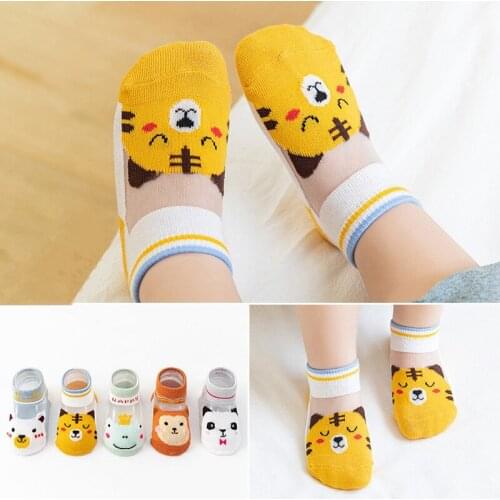 5pairs Summer Mesh Short Socks for Children Breathable Cotton Baby Boys Girls Cartoon Socks Kids Clothes Accessories 1-12Y