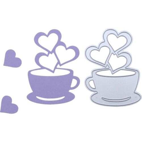 Love Heart Coffee Cup DIY Metal Scrapbooking Craft Embossing Cutting Die Stencils Paper Card Maker Template Dies