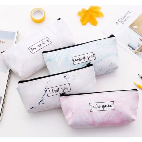 Marble Pencil Case Cute Pencilcase Stationery School Supplies Quality Printing PU Pencils Storage Pencil Cases School Tools