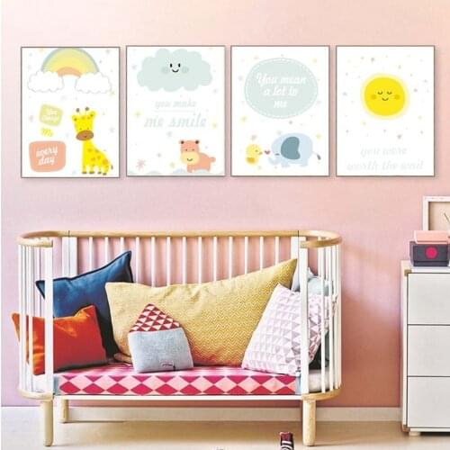 Cartoon Climate Rainy Days Abstract Painting Nordic Modern Decorative Painting Living Room Wall Canvas Painting Garden Kids