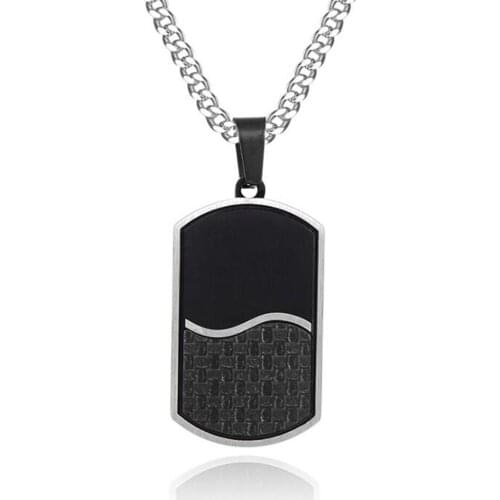 Stainless Steel Black Punk Rock Mens Military Pendant Necklace Jewelry Gift For Him with Chain