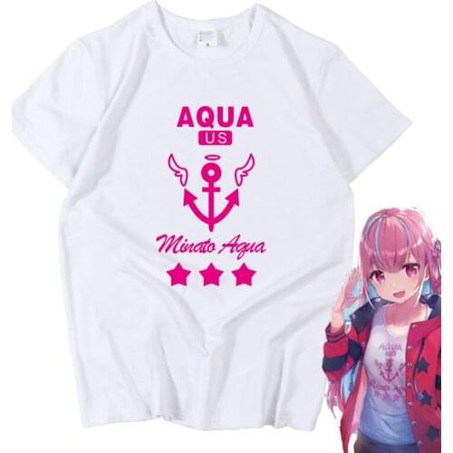 New Minato Aqua T-shirt Cosplay costume t shirt Cotton Summer Short-sleeve Tees tops