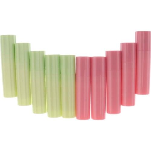 New Lots 10pcs 4g Empty Lip Balm Tubes Containers Lipstick Refillables Bottles Pink + White