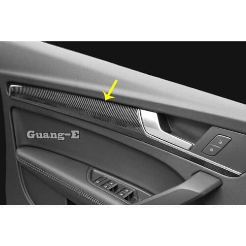 For Audi Q5 Q5L 2018 2019 Car Inner Cover Detector Abs Chrome/Carbon Fibre Door Trim Strip Body Stick Frame Handle Bowl 4pcs