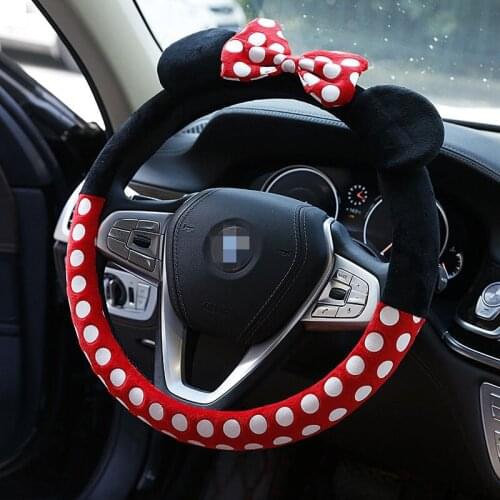 Winter Cute Car Steering Wheel Cover Plush Warm Auto Steering Wheel Covers For Women Girls Braiding On the Steering-Wheel Covers