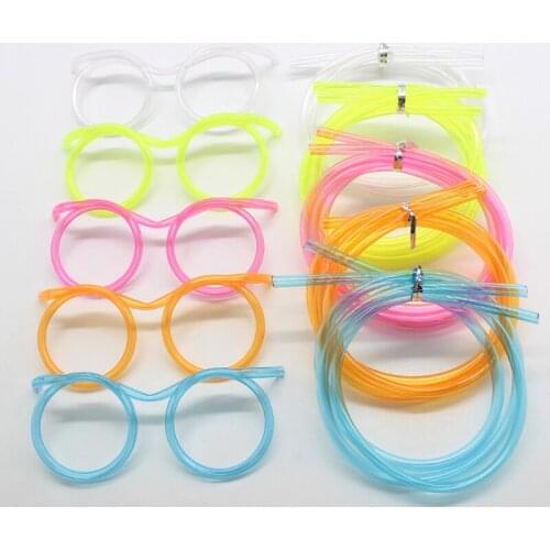 4 Piece Soft Glasses Straw Unique Flexible Drinking Tube Kids Party Accessories Rose Blue Plastic Disposable Drinking Straws
