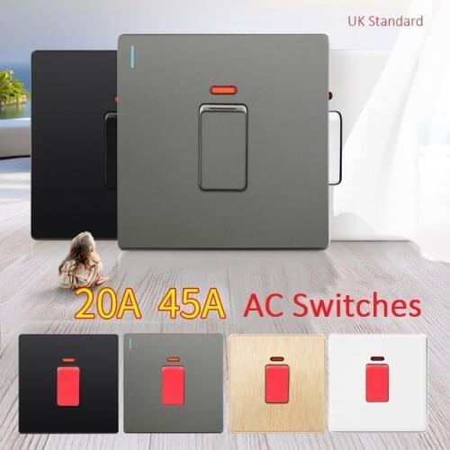 UK Standard 20A 45A AC Switch for High Power Electrical Appliances Water Heater Switch Refridge Air Conditioner Switch Hongkong