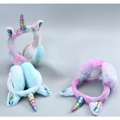 Plush Unicorn Earmuff Ear Muffs Kids Lovely Children Winter Warmer Ear Muffs Rabbit Fur Thicken Plush Unicorn Ear Cover