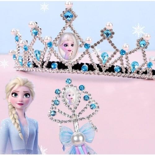 Disney Frozen 2 Crown Headband Magic Wand Baby Cosplay Girls Hair Accessories Elsa Princess Children Toys Birthday Party Gift