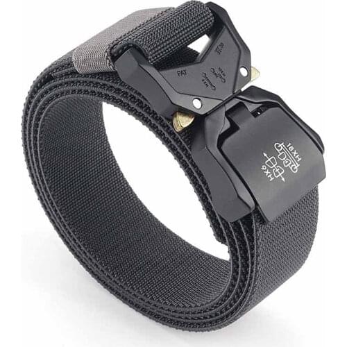 Elastic Jeans Belt For Men Aluminum Alloy Pluggable Buckle Training Tactical Belts Comfortable High Quality Male Belt Hunting