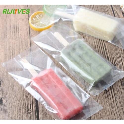 RLJLIVES 100Pcs Transparent Ice Cream Bag Self-adhesive Popsicle Plastic Pouch Three Size Cake Bread Chocolate Package bag
