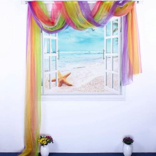 Romantic Sheer Valance Waterfall Tulle Voile Colorful/Solid Kitchen Valance Home Beach Wedding Decoration 12 Colors Available