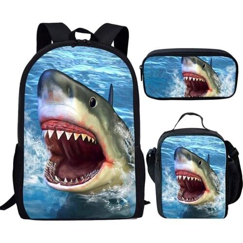 KUILIU 3D Print Shark Backpack Men School Bags for Teenage Girls Boys Sea Animals Rucksack Bookbag