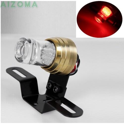 Old Sparto Shot Glass LED Brass Brake Taillight with Bracket License Plate Holder Stop Lamp For Harley Cafe Racer Chopper SR500