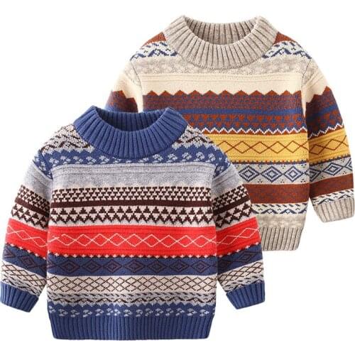 Girls and boys round neck sweater new children knitting double thick baby sweaters