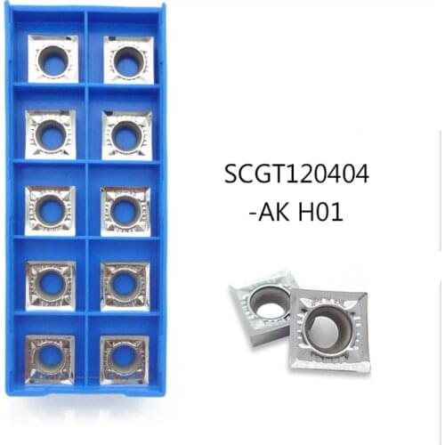 10pcs carbide inserts SCGT120404/120402/120408-AK H01 Turning inserts Lathe Tool CNC aluminum processing