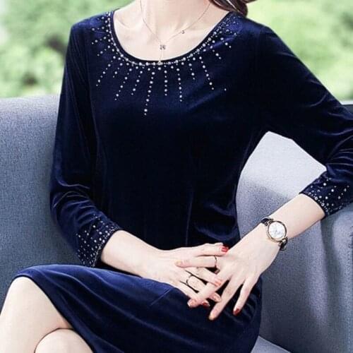 Velvet Maxi Party Long Dress Womens Dress Medium Length Large New Autumn Noble Temperament Slim Mother Dress Vestidos Vintage