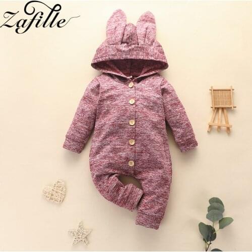 ZAFILLE Baby Clothes Cosplay Hooded Rabbit Ear Clothes For Newborn Baby Romper Infant Baby Costume Banny 2021 Baby Overalls