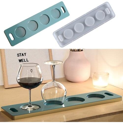 Wine Glass Tray Silicone Mold DIY Crystal Epoxy Resin Casting Mold Goblet Rectangle Coaster Handmade Crafts Home Decoration