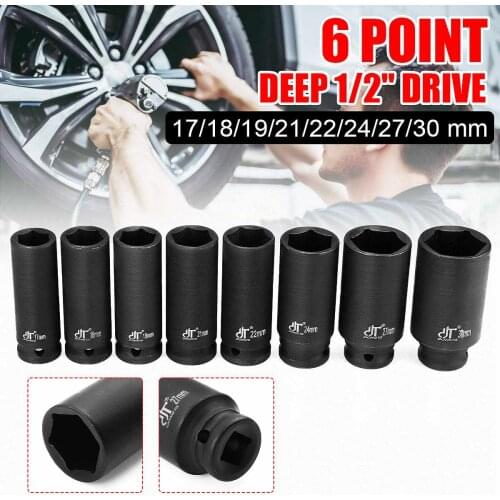 1/2 Inch Drive Deep Impact Sockets Metric Air Pneumatic Socket Wrench Head 17-30mm Standard Durable Car Auto Truck Repair Tools