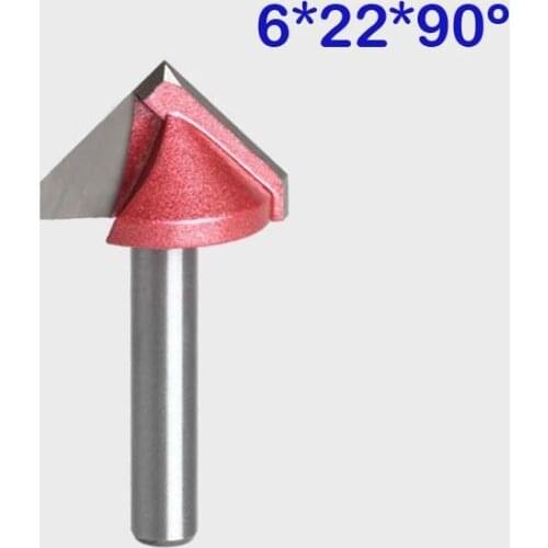 2pcs CNC Wood Engraving 3D Bits Router 90 Degree 6mm x 22mm V Groove Acrylic Free Shipping