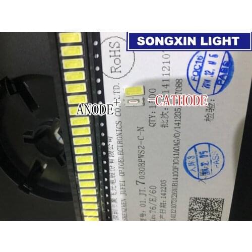 3000pcs LED Backlight TV LED 7030 LED Backlight High Power 1W 6V 110LM Cool white For JUFEI LED LCD TV Backlight Application