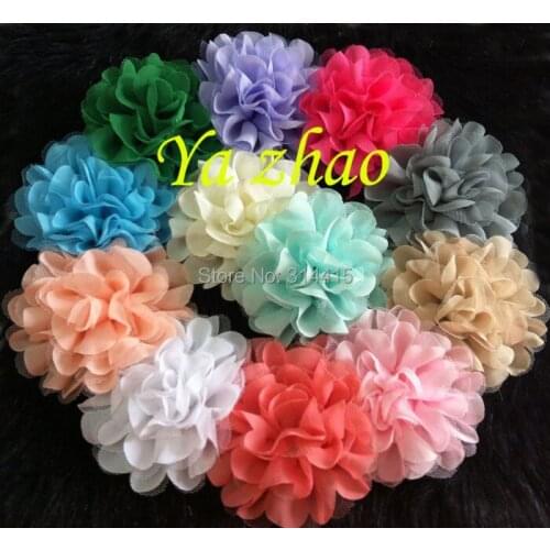 4" New Sytle Chiffon mesh Hair Flowers, silk hair headbands flower, 500pcs/lot, 16 colors, free shipping