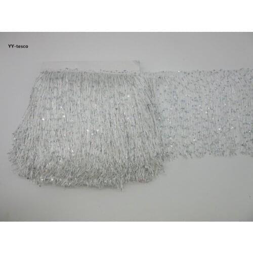 5 Meters 20CM/Long Polyester Lace Tassel Fringe Trim Ribbon Sew Latin Dress Stage Garment Curtain DIY Accessories White Fringe