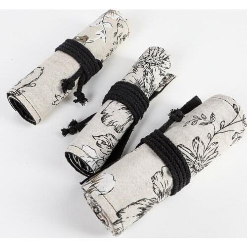 50pcs Kawaii School Roll Pencil Case for Girls Boys Pencilcase Large Big 24/36/48/72 Holes Pen Bag Korean Canvas Kit