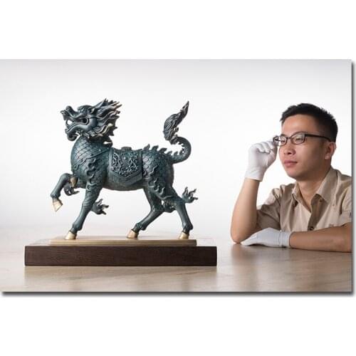 47cm LARGE # TOP office home efficacious FENG SHUI Talisman Protection Auspicious Bronze QI LIN dragon Sculpture ART statue
