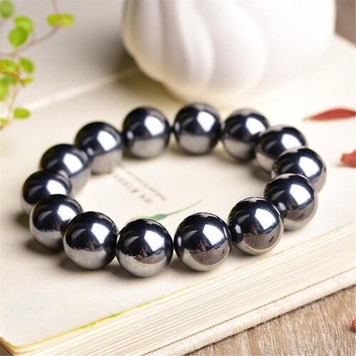 16mm Genuine Natural Terahertz Bracelet For Women Men Love Gift Powerful Stretch Round Beads Gemstone Bracelet Jewelry AAAAA
