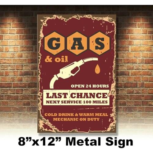 Gas and Oil, Retro Tin Metal Sign Nostalgic Art Gift Home Decor 8x12