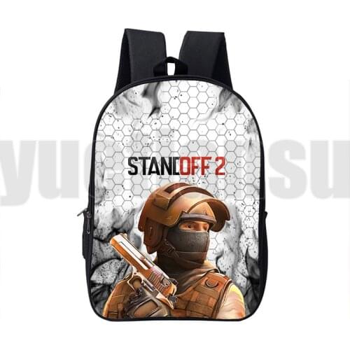 3D Print Anime Shooting Game Bag Children Canvas Double Zipper Cartoon School Backpack Men 16 Inch Mochila Standoff 2 Backpacks