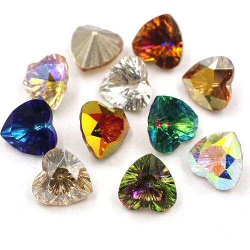 K9 Glass 8mm/10mm Heart Shape Pointback Crystal Rhinestones Sew On Clothing Diy Nail Art/Jewelry Accessories