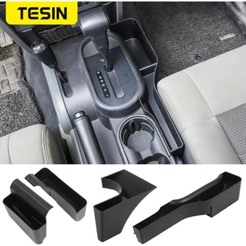 TESIN Stowing Tidying Car Gear Shift Storage Box Organizer for Jeep Wrangler JK 2007 2008 2009 2010 ABS Car Interior Accessories