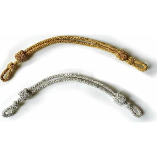 WW2 GERMAN OFFICER VISOR HAT STRAP CHIN CORD CAP GOLDEN AND SILVER ,PAIR