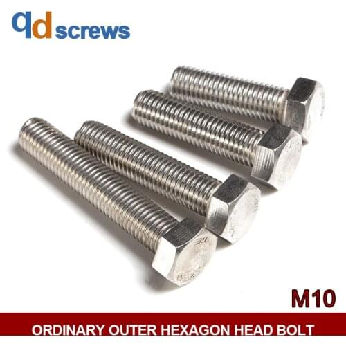 M10 Ordinary Stainless Steel Outer Hexagon head Bolt DIN933 ISO 4017 GB5783
