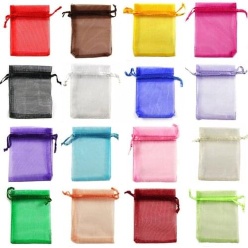 100Pcs Mixed Organza Bags Wedding Party Decoration Drawable Packaging Display Jewelry Candy Packaging Organza Bags & Pouches