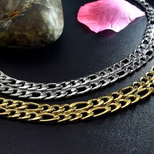 Dolaime Men Necklace Gold Color Stainless Steel Necklace Chain Figaro for Gift, 45cm-70cm Trendy Jewelry HIP HOP ROCK GN112