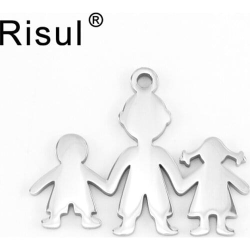 Risul family charm father hand son daughter Pendant mirror polish stainless steel for personalized keychain, necklace 10pcs
