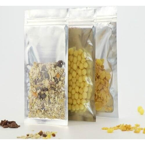 Ferimo 100pcs Many Different Size Top Tear Notches Translucent Resealable Aluminum Foil Plastic Stand Up Zip Lock Packaging Bags