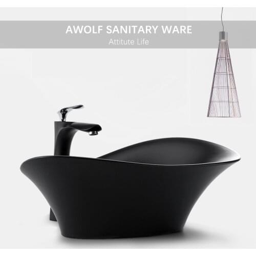 Bathroom Art Sinks Designer Basin Modern Ceramic Vessel Washing Bowl Black White Lavatory Sink With Drain Soft Hose AM938
