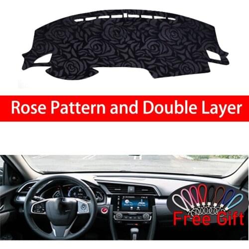 Rose Pattern For Honda civic 2016 Dashboard Cover Car Stickers Car Decoration Car Accessories Interior Car Decals