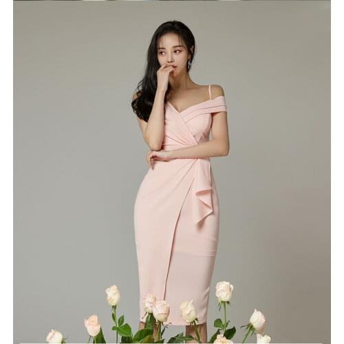 S-XL Plus Size 2021 Summer Elegant Korean Party Dress Women Sexy Backless Dress Lady Pink Camisole Dresses Female Vestidoes