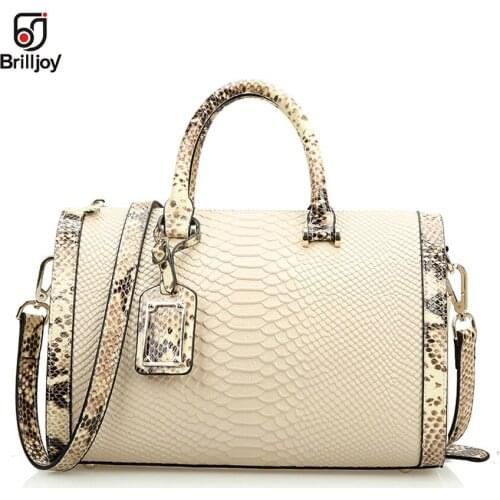 Brilljoy Women Handbags 100% Genuine Leather Bags for Women Crocodile Snake Skin designer brand handbag shoulder bags bolsas BJ2
