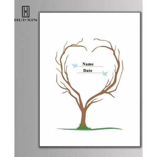 Heart-shaped Wedding Tree With Meaningful Leaves Free Custom Made Unique Fingerprint Guest Book For Wedding Party Decoration