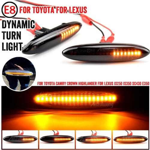 2PCS Led Dynamic Side Marker Turn Signal Light For Lexus IS250 IS350 SC430 Toyota MARK X REIZ CROWN UZZ40 Highlander Camry 40