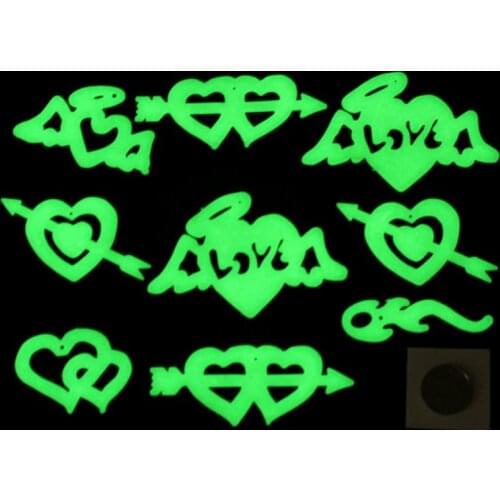 SAILEROAD 9Pcs/Bag Cupids arrow Luminous Stickers Stereo 3D Fluorescent Romantic Heart Sticker Glow In The Dark Stars For Kids
