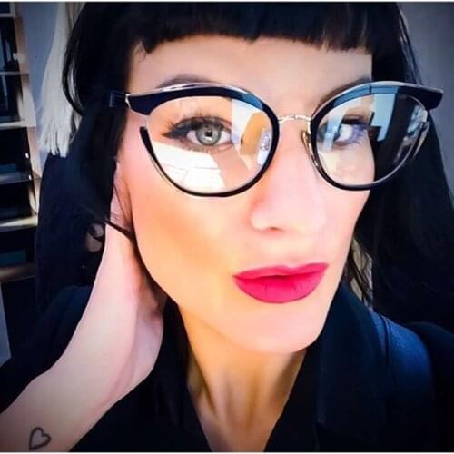 Veshion Brand Design Women Fashion large Eyeglasses Frame Optical Glasses Frames Retro flat mirror hipster myopia fashion frame